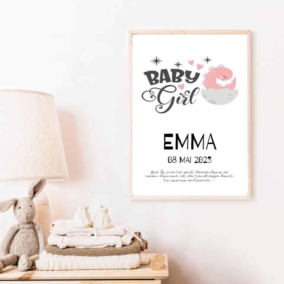 Affiche Naissance Personnalisé Bébé Fille