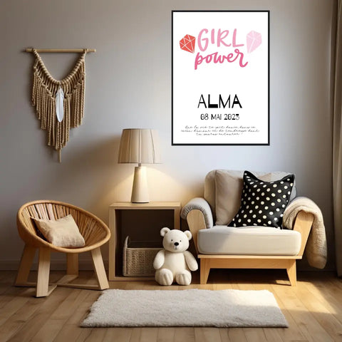 Affiche Naissance Personnalisé Girl Power