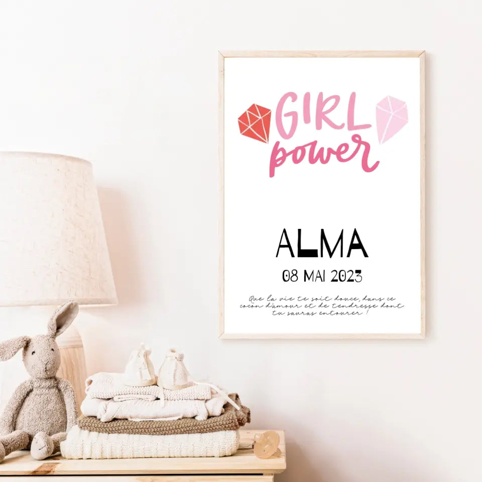Affiche Naissance Personnalisé Girl Power