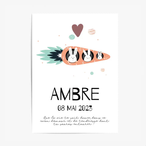 Affiche Naissance Personnalisé carotte