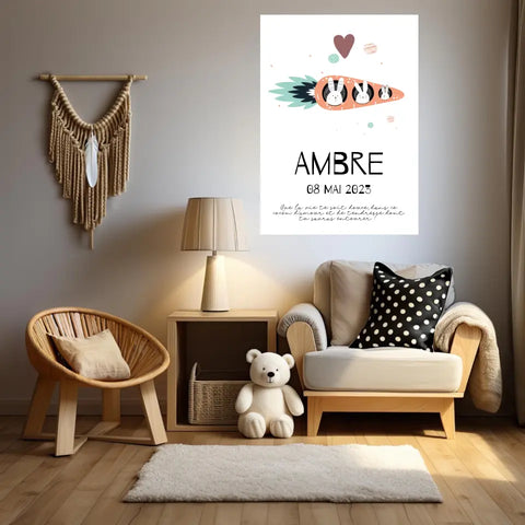 Affiche Naissance Personnalisé carotte