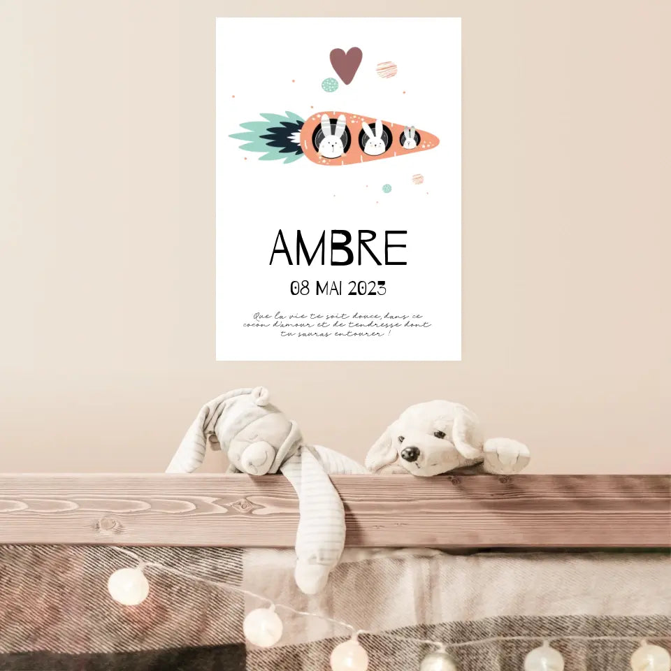 Affiche Naissance Personnalisé carotte