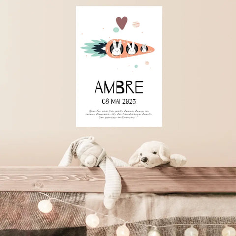 Affiche Naissance Personnalisé carotte