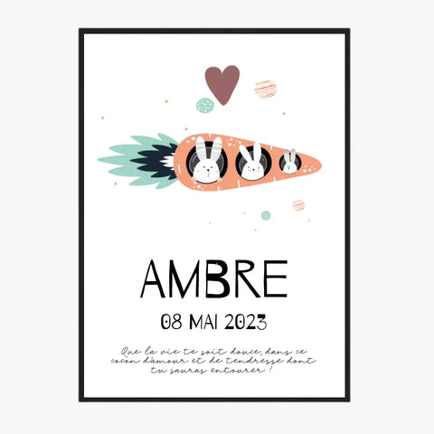 Affiche Naissance Personnalisé carotte