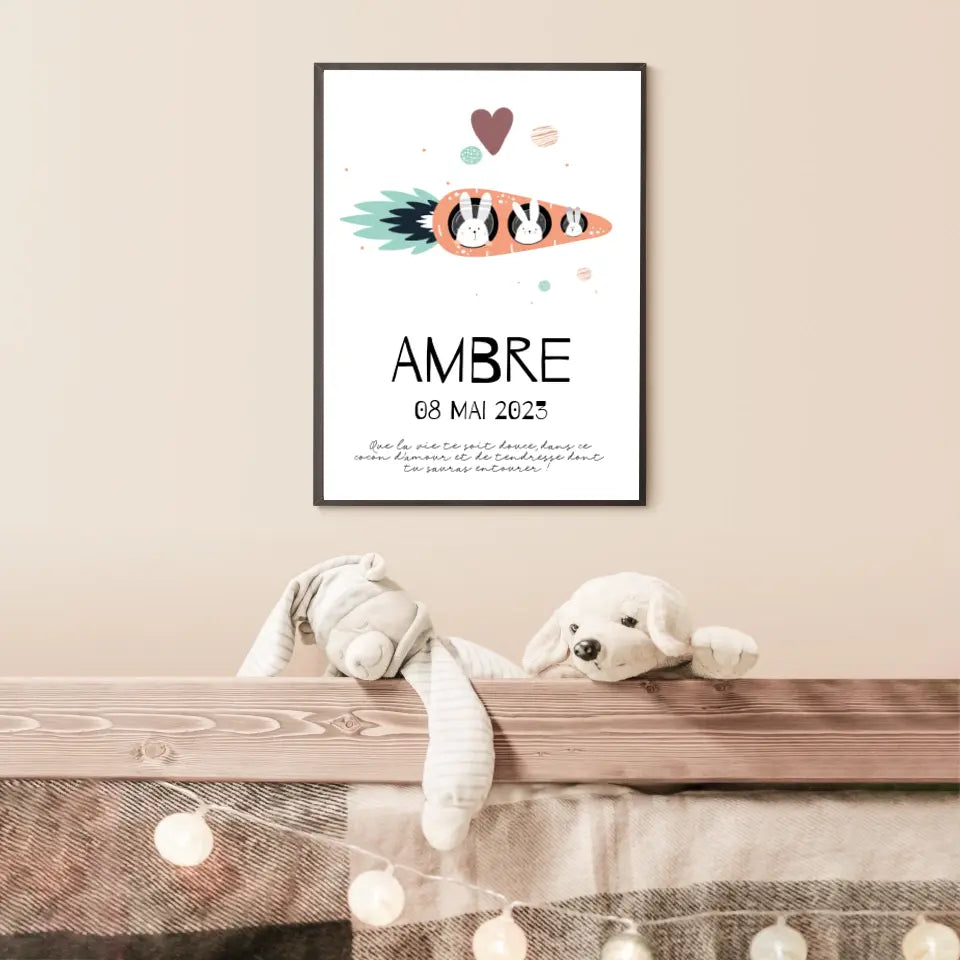Affiche Naissance Personnalisé carotte
