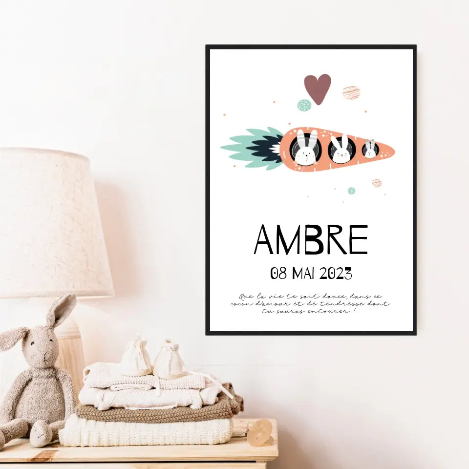 Affiche Naissance Personnalisé carotte