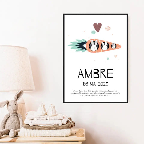 Affiche Naissance Personnalisé carotte