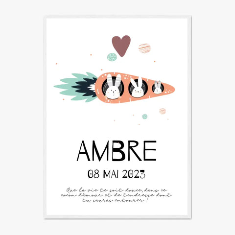 Affiche Naissance Personnalisé carotte