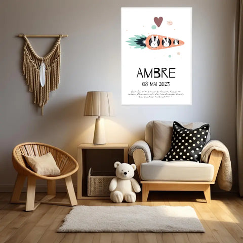 Affiche Naissance Personnalisé carotte