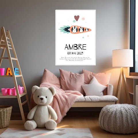 Affiche Naissance Personnalisé carotte