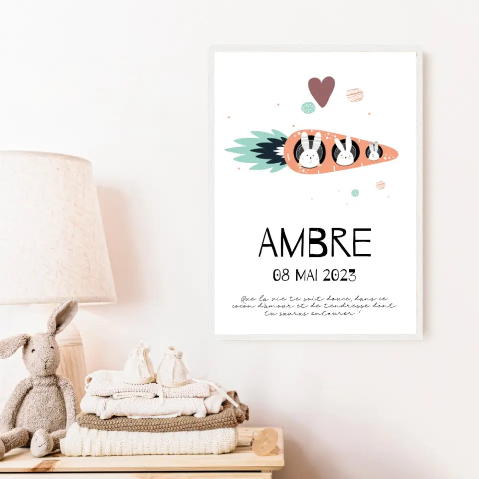Affiche Naissance Personnalisé carotte