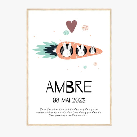 Affiche Naissance Personnalisé carotte