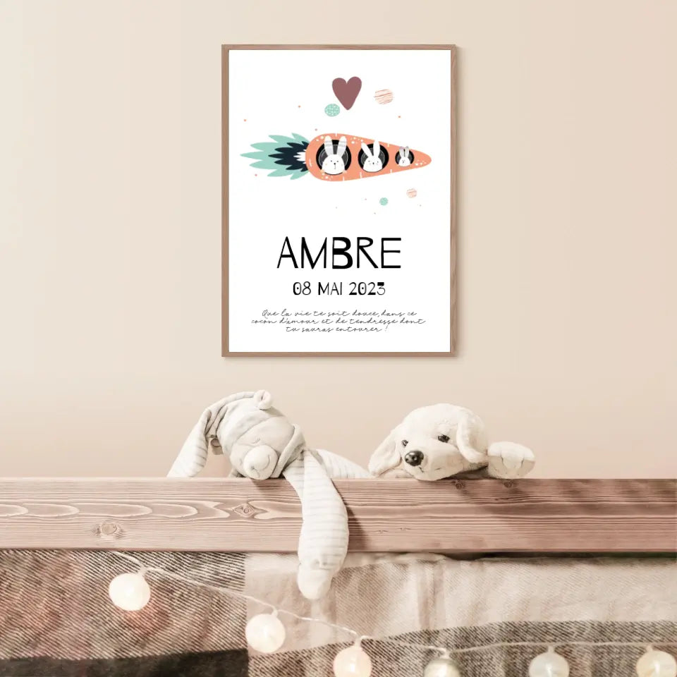 Affiche Naissance Personnalisé carotte