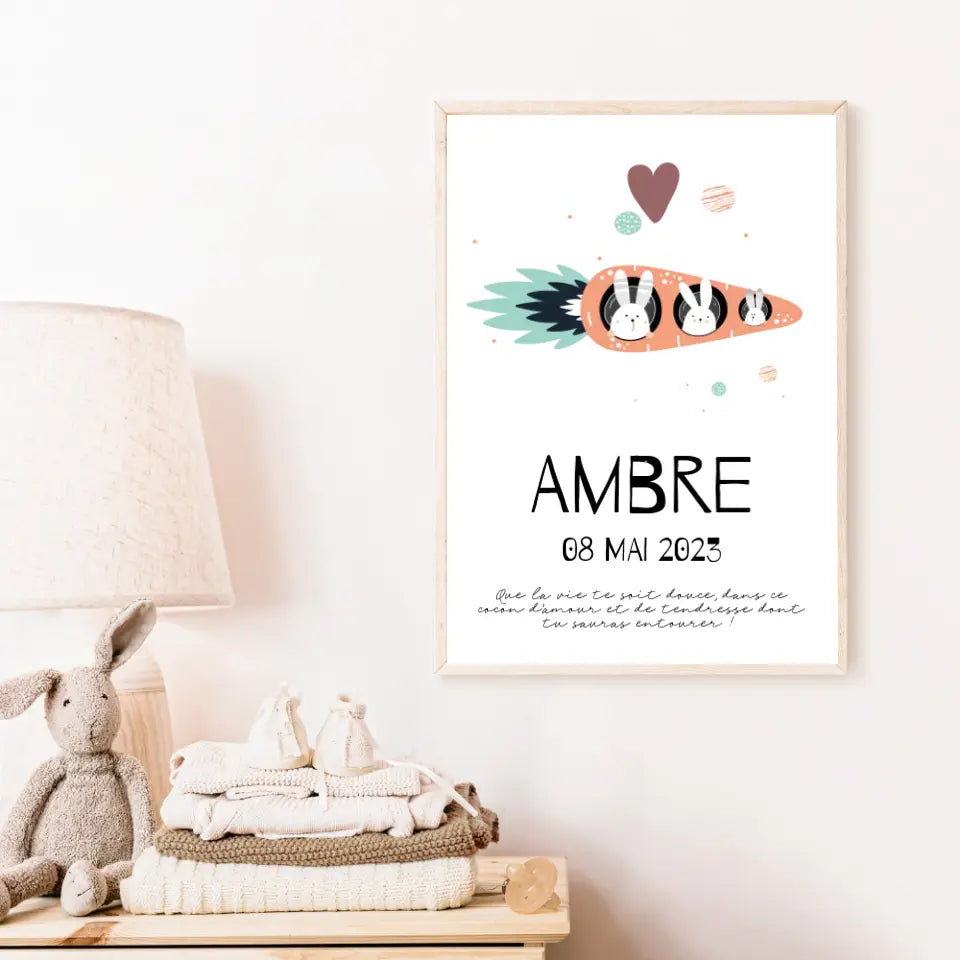 Affiche Naissance Personnalisé carotte