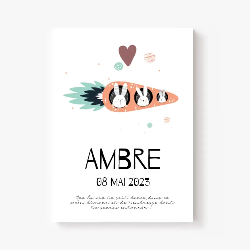 Affiche Naissance Personnalisé carotte