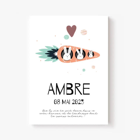 Affiche Naissance Personnalisé carotte