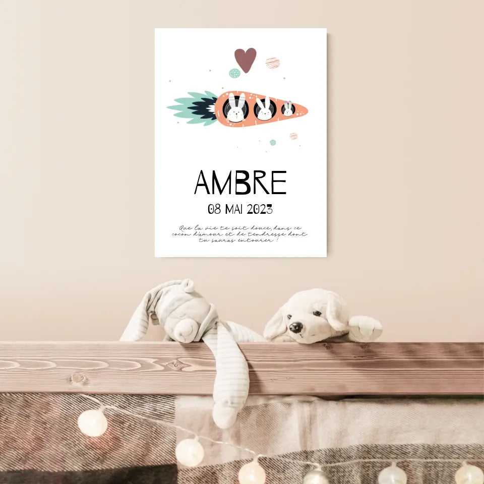 Affiche Naissance Personnalisé carotte