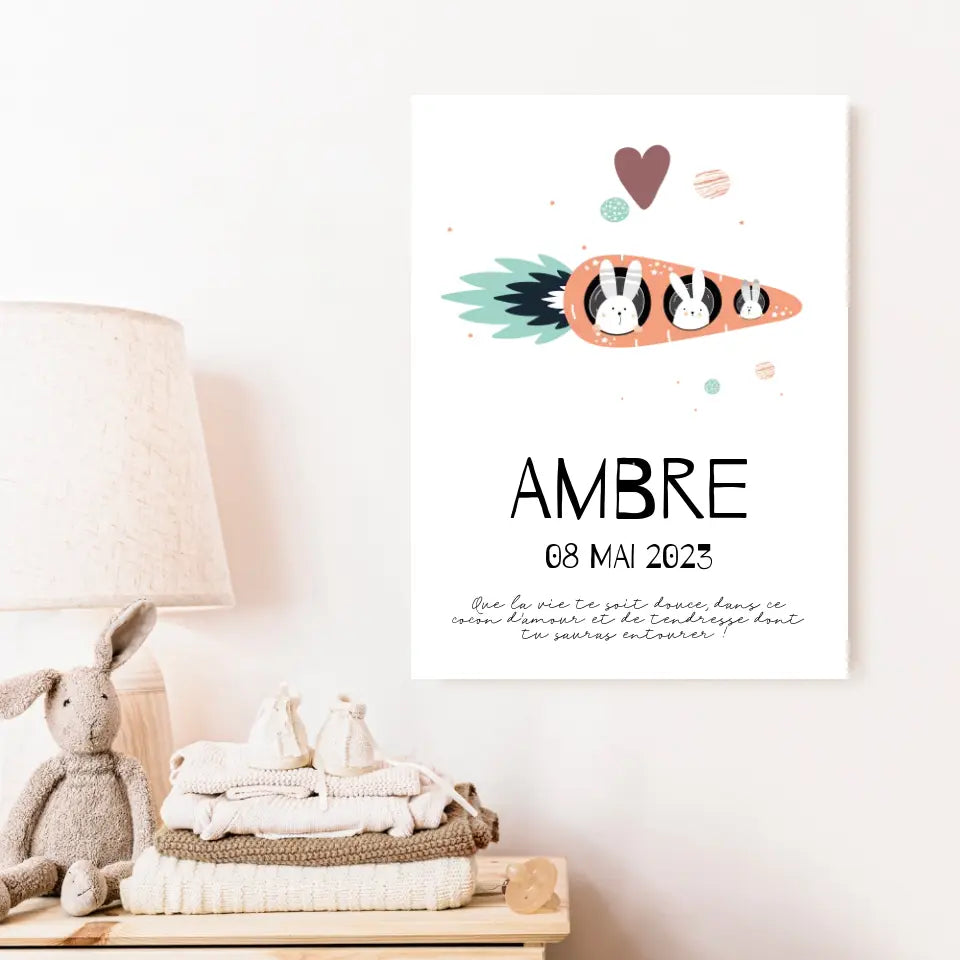 Affiche Naissance Personnalisé carotte