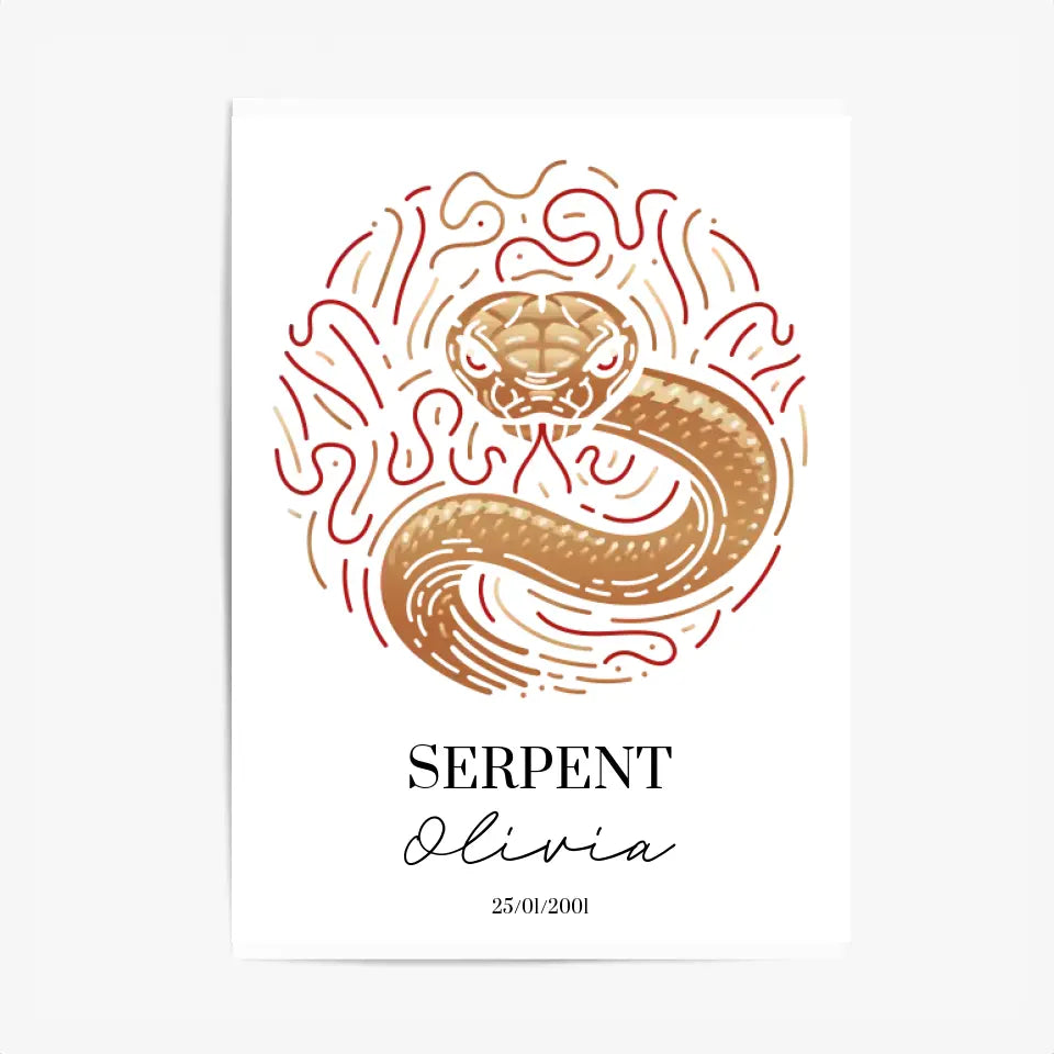 Tableau Personnalisé Signe Astrologique Chinois Serpent