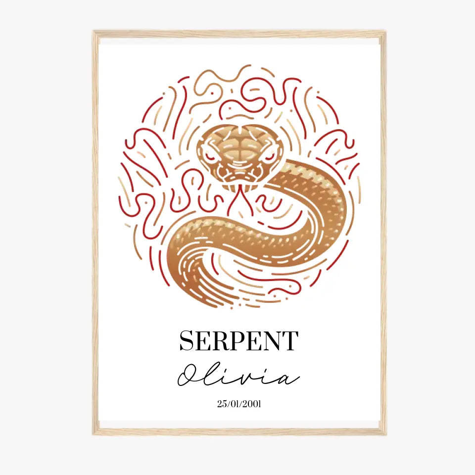 Tableau Personnalisé Signe Astrologique Chinois Serpent