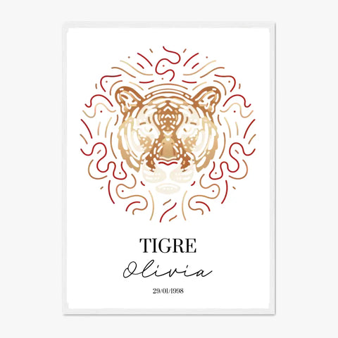 Tableau Personnalisé Signe Astrologique Chinois Tigre