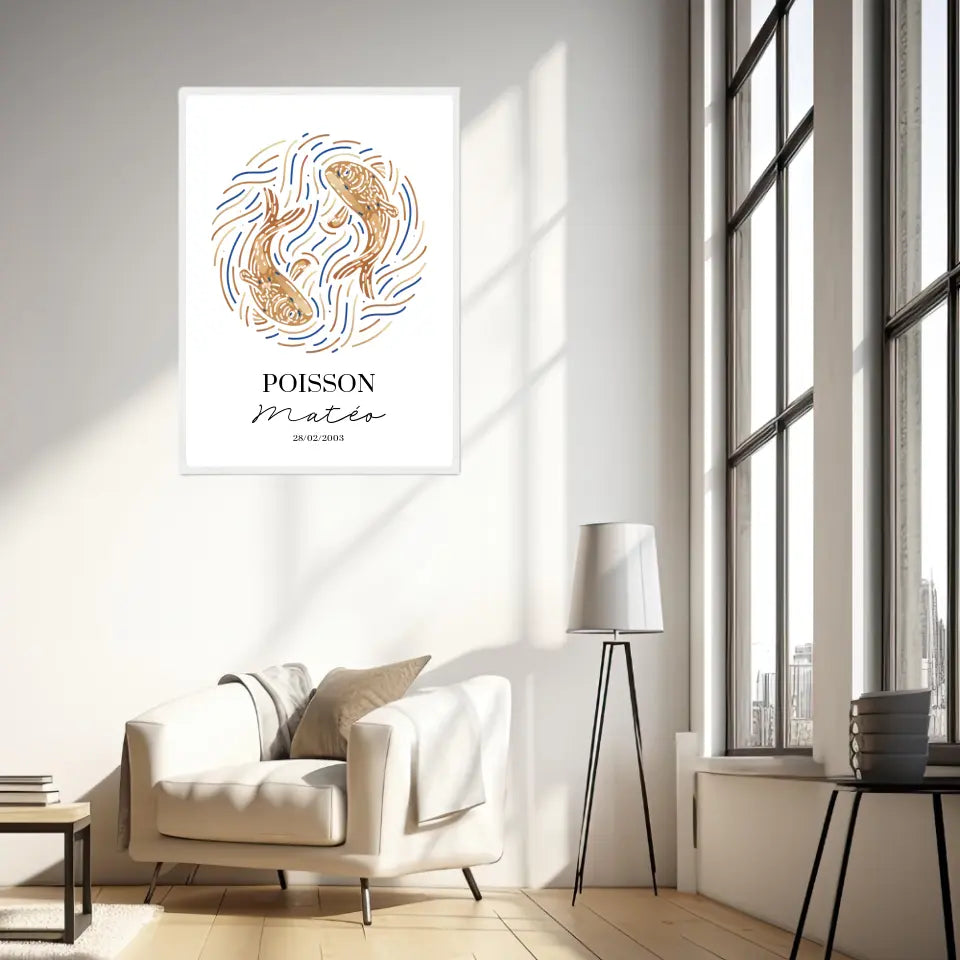 Tableau Personnalisé signe astrologique Poisson