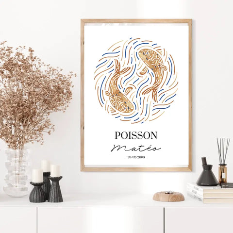 Tableau Personnalisé signe astrologique Poisson