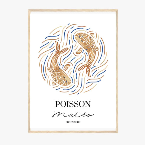 Tableau Personnalisé signe astrologique Poisson