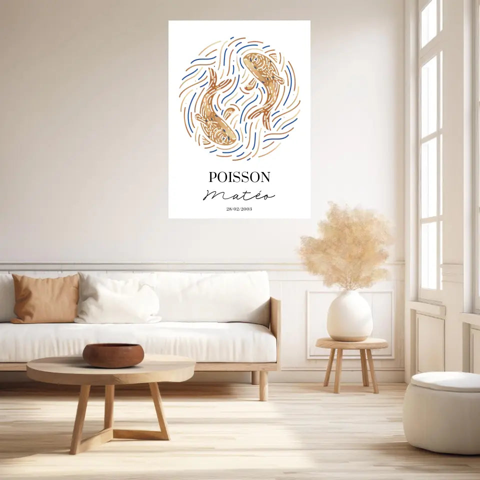 Tableau Personnalisé signe astrologique Poisson