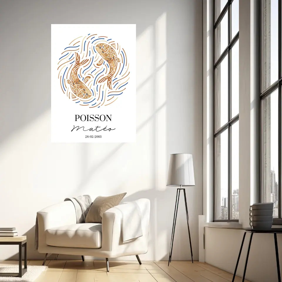 Tableau Personnalisé signe astrologique Poisson