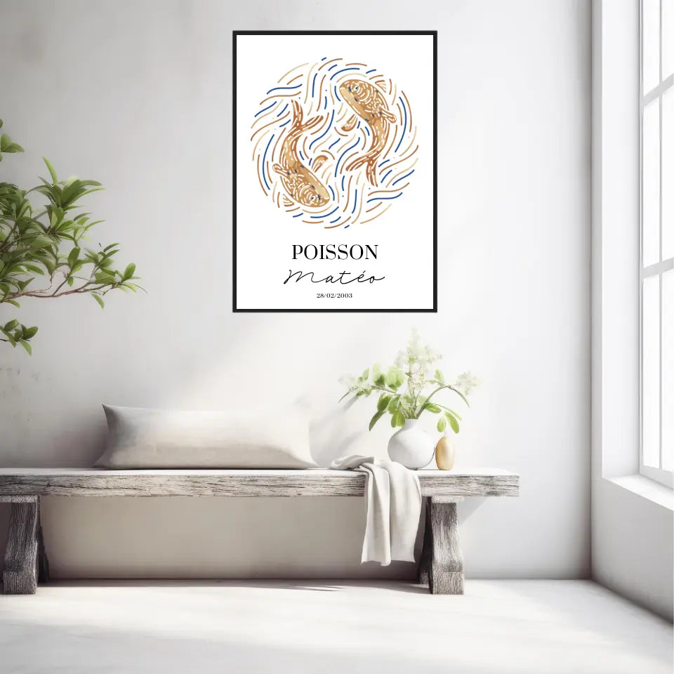Tableau Personnalisé signe astrologique Poisson