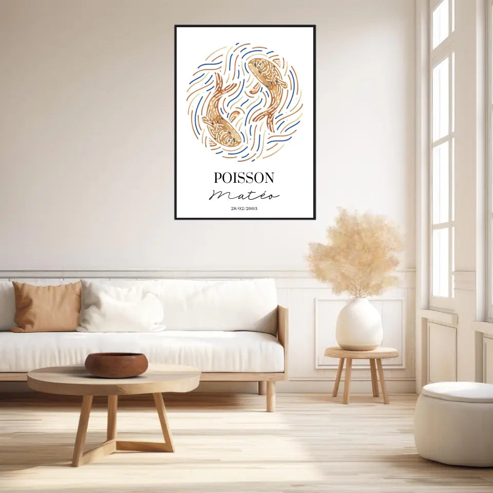 Tableau Personnalisé signe astrologique Poisson