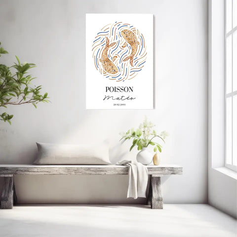 Tableau Personnalisé signe astrologique Poisson