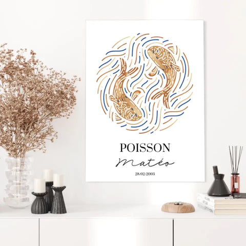 Tableau Personnalisé signe astrologique Poisson