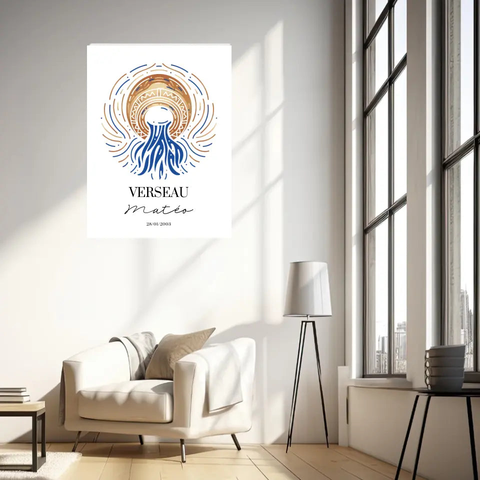 Tableau Personnalisé Signe Astrologique Verseau