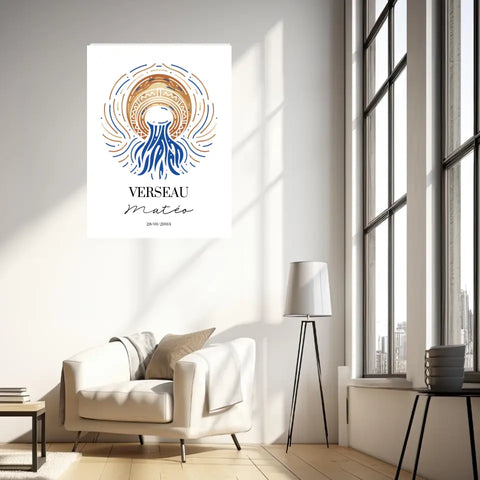 Tableau Personnalisé Signe Astrologique Verseau
