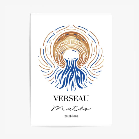 Tableau Personnalisé Signe Astrologique Verseau