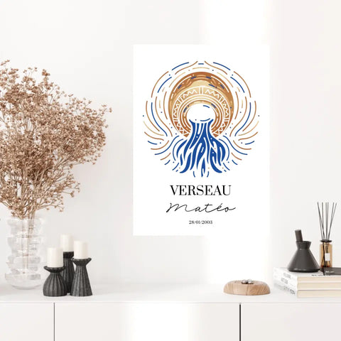 Tableau Personnalisé Signe Astrologique Verseau