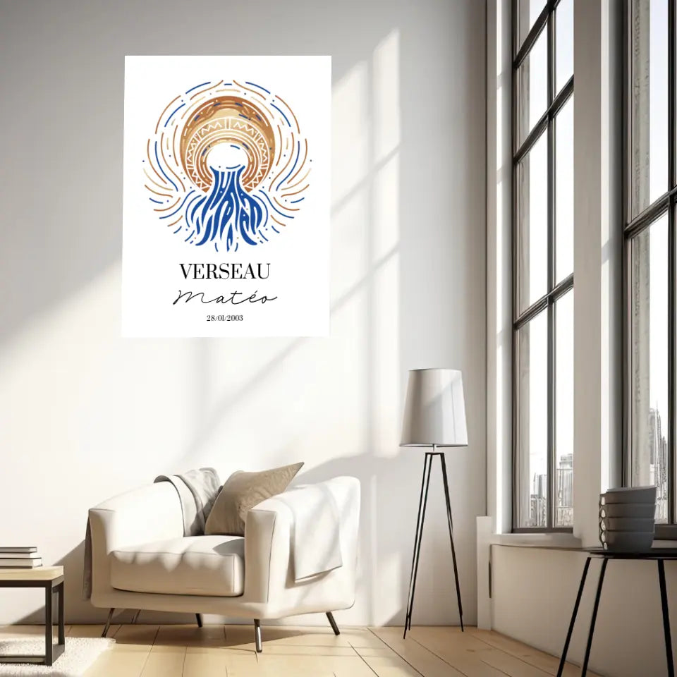 Tableau Personnalisé Signe Astrologique Verseau