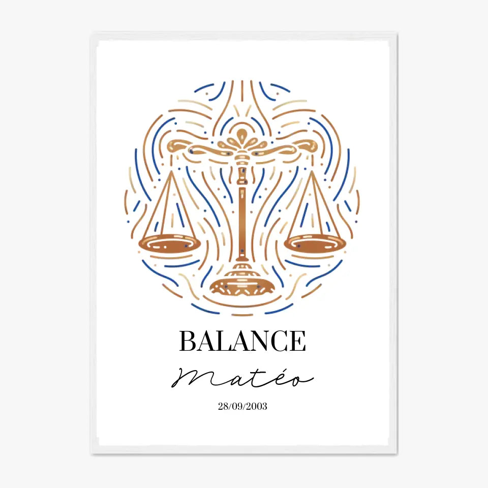 Tableau Personnalisé Signe Astrologique Balance