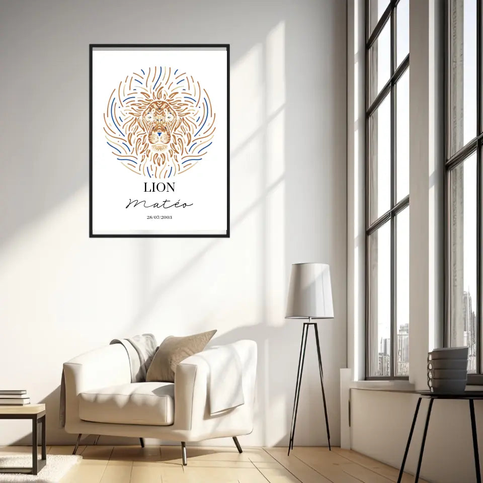Tableau Personnalisé Signe Astrologique Lion