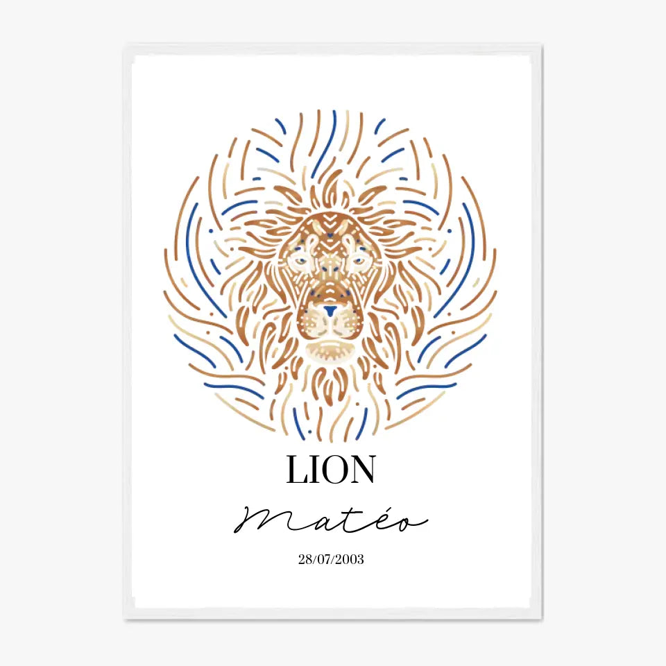 Tableau Personnalisé Signe Astrologique Lion