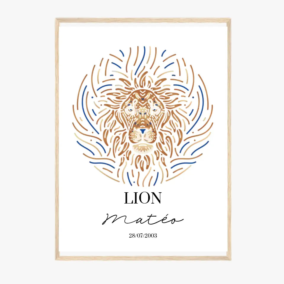 Tableau Personnalisé Signe Astrologique Lion