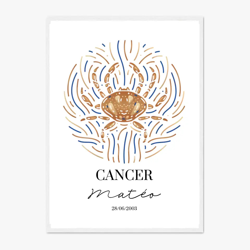 Tableau Personnalisé Signe Astrologique Cancer