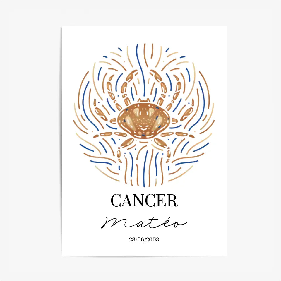 Tableau Personnalisé Signe Astrologique Cancer