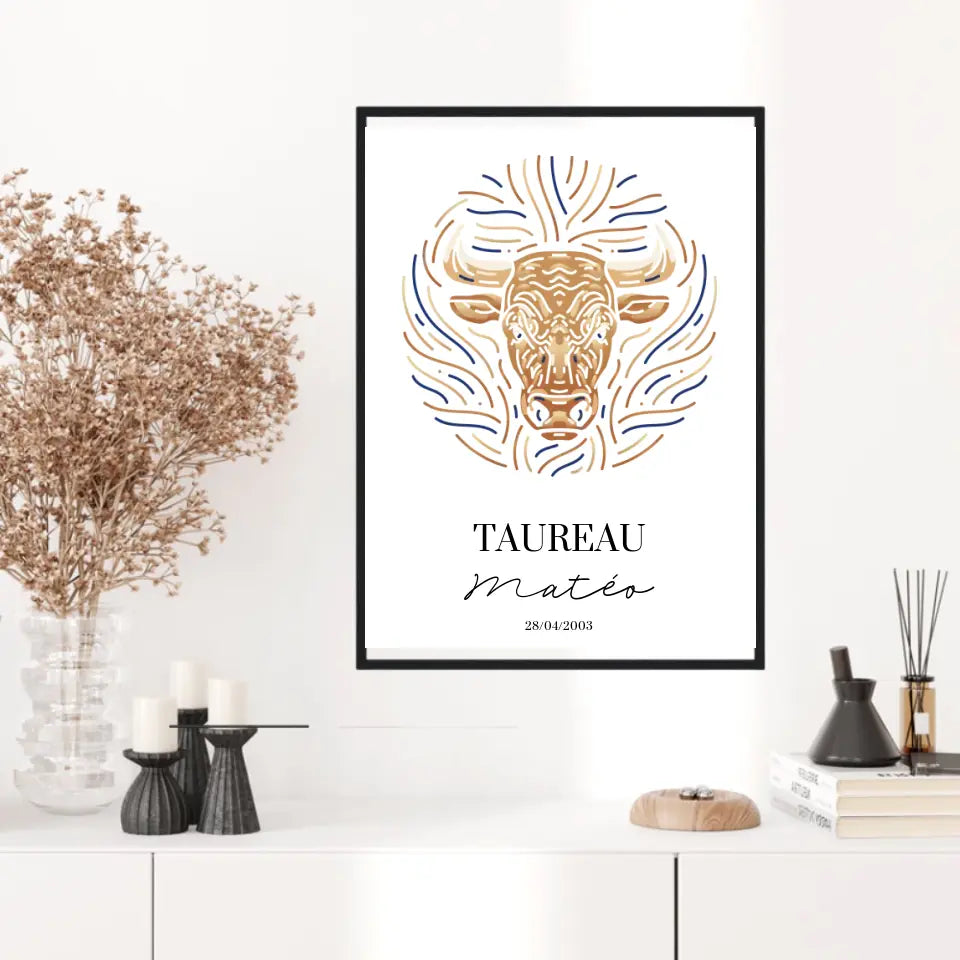 Tableau Personnalisé Signe Astrologique Taureau