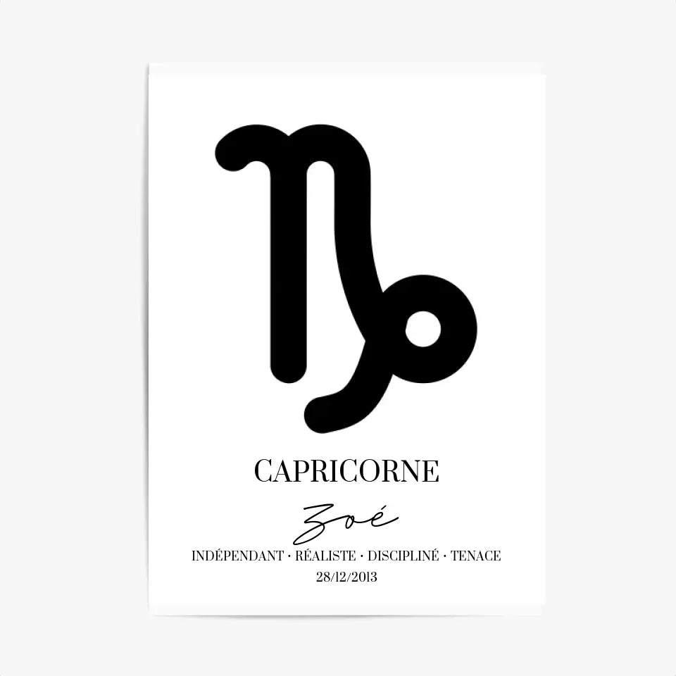 Tableau Signe Astrologique Personnalisé Capricorne