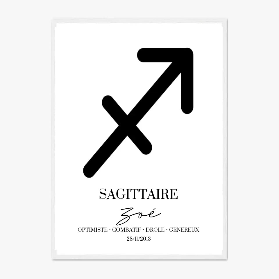 Tableau Signe Astrologique Personnalisé Sagittaire