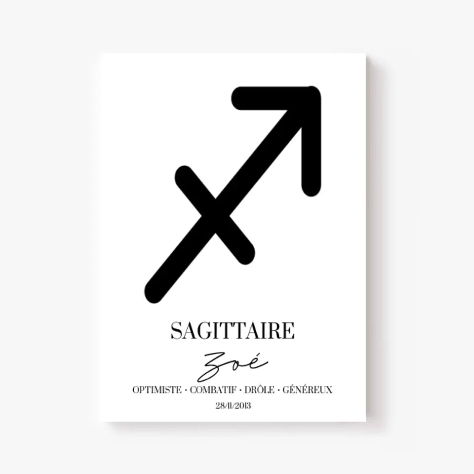 Tableau Signe Astrologique Personnalisé Sagittaire
