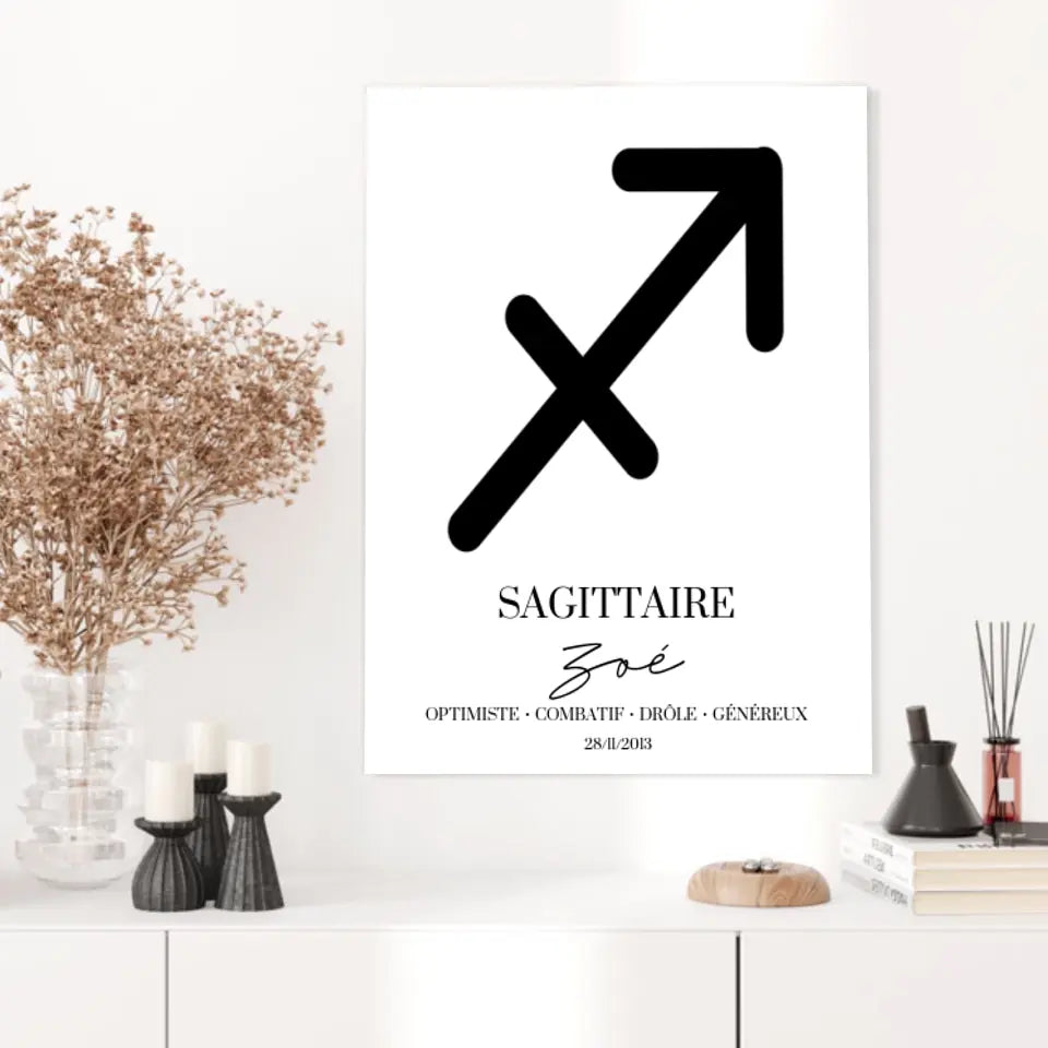 Tableau Signe Astrologique Personnalisé Sagittaire